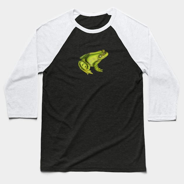 American Bullfrog Drawing Baseball T-Shirt by ArtAndBliss